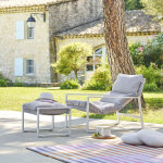 Fauteuil relax de jardin lambinio blanc gris clair aluminium trait poxy - olfine hespride