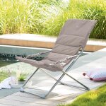 Fauteuil relax de jardin milos taupe acier trait poxy, traitement antirouille renforc, polyester matelass ...