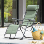 Fauteuil relax de jardin silos vert olive acier trait� �poxy, texaline hesp�ride