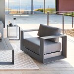 Fauteuil de salon jardin allure gris / graphite aluminium trait� �poxy, polyester hesp�ride
