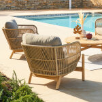 Fauteuil de salon jardin deona taupe acacia certifi� fsc�, polyester hesp�ride