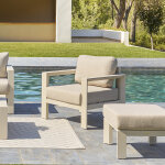 Fauteuil de salon jardin �vasion argile aluminium trait� �poxy, ol�fine hesp�ride