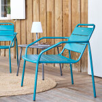 Fauteuil de salon jardin phuket bleu canard acier trait� �poxy hesp�ride