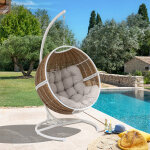 Fauteuil oeuf suspendu orbiana taupe blanc + 1 pied r�glable panao acier trait� �poxy, polyester hesp�ride ...