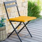 Galette de chaise carre 4 points korai jaune moutarde 40 x cm - polyester hespride
