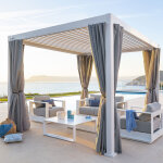 Kit de rideaux, moustiquaires et rails pour pergola bioclimatique evora gris clair 3, 6 x m - 8 rails, ...