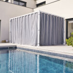 Kit de rideaux et rails pour tonnelle zalya blanc ardoise 4 x 3 m - + hesp�ride