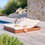 Lit de piscine allure beige / acajou aluminium trait� �poxy, polyester hesp�ride