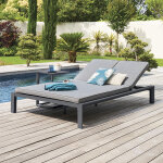 Lit de piscine double �vasion anthracite graphite 2 places - aluminium trait� �poxy, texaline hesp�ride ...