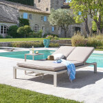 Lit de piscine double �vasion argile beige 2 places - aluminium trait� �poxy, texaline hesp�ride