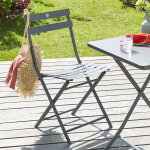 Lot de 2 chaises jardin pliantes greensboro gris quartz acier trait� �poxy, traitement antirouille renforc� ...
