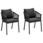 Lot de 2 fauteuils jardin oriengo anthracite graphite aluminium, mailles tresses, polyester hespride ...