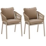 Lot de 2 fauteuils jardin oriengo beige argile aluminium, mailles tresses, polyester hespride