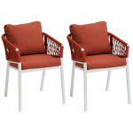 Lot de 2 fauteuils jardin oriengo brique blanc aluminium, mailles tressées, polyester hespéride Lot de 2 fauteuils jardin oriengo brique blanc aluminium, mailles tressées, polyester hespéride