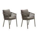 Lot de 2 fauteuils jardin oriengo macchiato / caf� aluminium trait� �poxy, polyester hesp�ride