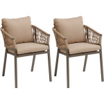 Lot de 2 fauteuils jardin oriengo miel praline aluminium, mailles tress�es, polyester hesp�ride