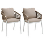 Lot de 2 fauteuils jardin oriengo taupe blanc aluminium, mailles tress�es, polyester hesp�ride