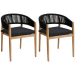Lot de 2 fauteuils jardin tevio anthracite aluminium trait poxy, polyester, acacia certifi fsc hespride ...
