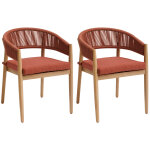 Lot de 2 fauteuils jardin tevio brique aluminium traité époxy, polyester, acacia certifié fsc® hespéride ... Lot de 2 fauteuils jardin tevio brique aluminium traité époxy, polyester, acacia certifié fsc® hespéride ...