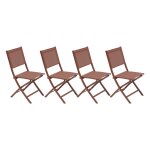 Lot de 4 chaises jardin pliante essentia acajou acier trait� �poxy, aluminium texaline hesp�ride