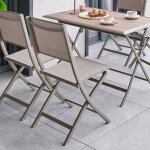 Lot de 4 chaises jardin pliante essentia noisette / caf� acier trait� �poxy, aluminium texaline hesp�ride ...