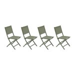 Lot de 4 chaises jardin pliante essentia vert laurier acier trait� �poxy, aluminium texaline hesp�ride ...