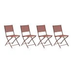 Lot de 4 chaises jardin pliante modula acajou acier trait� �poxy, texaline hesp�ride