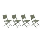 Lot de 4 chaises jardin pliante modula vert laurier acier trait� �poxy, texaline hesp�ride