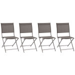 Lot de 4 chaises jardin pliantes axant wengé praline aluminium traité époxy, texaline hespéride Lot de 4 chaises jardin pliantes axant wengé praline aluminium traité époxy, texaline hespéride