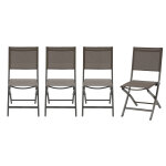 Lot de 4 chaises jardin pliantes essentia wengé praliné aluminium traité époxy, texaline hespéride Lot de 4 chaises jardin pliantes essentia wengé praliné aluminium traité époxy, texaline hespéride