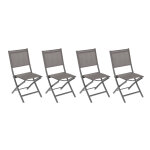 Lot de 4 chaises jardin pliantes essentia wengé tonka aluminium traité époxy, texaline hespéride Lot de 4 chaises jardin pliantes essentia wengé tonka aluminium traité époxy, texaline hespéride