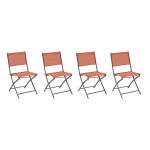 Lot de 4 chaises jardin pliantes modula ambre graphite acier trait� �poxy, texaline hesp�ride