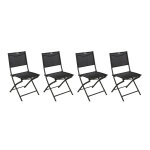 Lot de 4 chaises jardin pliantes modula anthracite graphite acier trait� �poxy, texaline hesp�ride