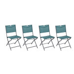 Lot de 4 chaises jardin pliantes modula bleu canard graphite acier traité époxy, texaline hespéride Lot de 4 chaises jardin pliantes modula bleu canard graphite acier traité époxy, texaline hespéride