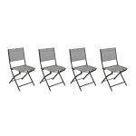 Lot de 4 chaises jardin pliantes modula galet graphite acier trait� �poxy, texaline hesp�ride