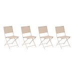 Lot de 4 chaises jardin pliantes modula lin argile acier trait� �poxy, texaline hesp�ride