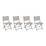Lot de 4 chaises jardin pliantes modula noisette tonka acier trait� �poxy, texaline hesp�ride