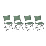 Lot de 4 chaises jardin pliantes modula vert olive graphite acier trait� �poxy, texaline hesp�ride