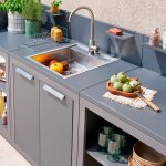 Modules 2 portes avec �vier pour cuisine d'�t� oxyana graphite 120 x 60 80 cm - acier galvanis�, traitement ...