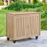 Module 2 portes � roulettes pour cuisine d'�t� lodgia beige 100 x 86 50 cm - acier, aluminium, acacia ...