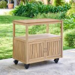 Module 2 portes � roulettes pour cuisine d'�t� lodgia beige 87 x 86 50 cm - acier, aluminium, acacia ...