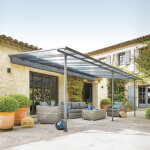 Pergola adoss�e belize graphite 6 x 3, 5 m - structure en aluminium et polycarbonate hesp�ride