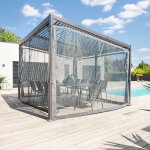 Pergola avila graphite + 1 kit de moustiquaire 4 x 3 m - aluminium trait� �poxy, acier galvanis� hesp�ride ...