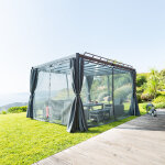 Pergola belize graphite + 1 kit de moustiquaire ardoise 3, 8 x 3 m - aluminium trait� �poxy, polycarbonate ...