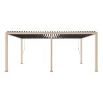 Pergola bioclimatique manuelle evora effet bois honey 6 x 3 m - structure et lames doubles en aluminium ...