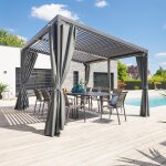 Pergola bioclimatique avila graphite 4 x 3 m - structure et lames simples en aluminium hesp�ride