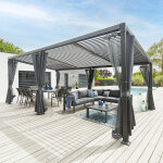 Pergola bioclimatique avila graphite 6 x 3, 5 m - structure et lames simples en aluminium hesp�ride