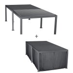 Pergola bioclimatique evora graphite + 1 kit rideaux et moustiquaires 6 x 3, 6 m - aluminium trait� �poxy ...