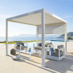 Pergola bioclimatique evora blanc 3, 6 x m - structure et lames doubles en aluminium hesp�ride