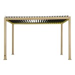 Pergola �lectrique bioclimatique evora effet bois honey 4 x 3 m - structure et lames doubles en aluminium ...
